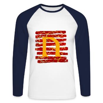 Bande E 232 N - T-shirt baseball manches longues Homme - blanc/marine - Devant - Nik (191cm)