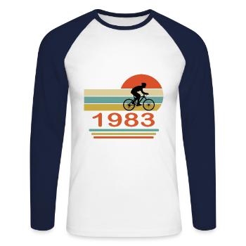 40 Anniversaire 1983 Vintage Retro Cycliste Cycliste - T-shirt baseball manches longues Homme - blanc/marine - Devant - Nik (191cm)