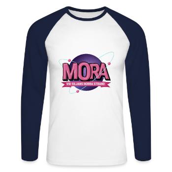 Mora - T-shirt baseball manches longues Homme - blanc/marine - Devant - Nik (191cm)