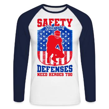 Football Game American Football Football Player - Unisex Long Sleeve Baseball T-Shirt - white/navy - Front - Nik (191cm)