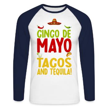 Viva Mexico Cinco De Mayo Party 5 De Mayo Geschenk - Unisex Baseballshirt langarm - Weiß/Navy - Vorne - Nik (191cm)