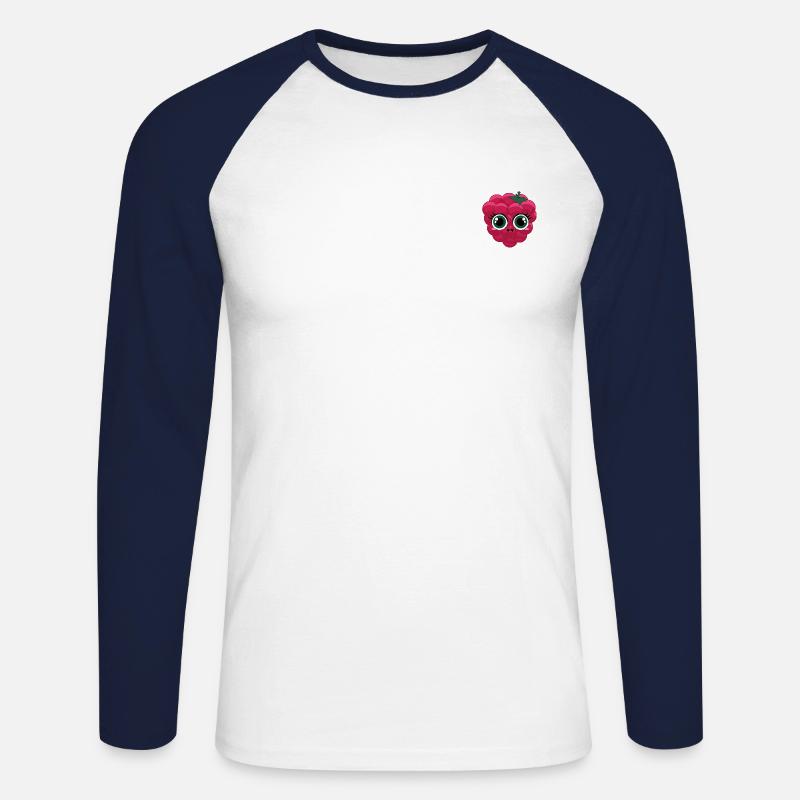 Rubin-Himbeere - Unisex Baseballshirt langarm - Weiß/Navy