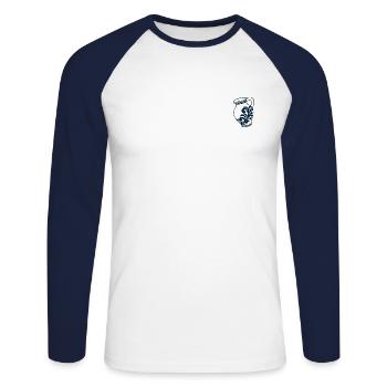 Bembelsche en toile de jute avec ♥ - T-shirt baseball manches longues Homme - blanc/marine - Devant - Nik (191cm)