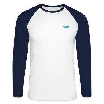 Kazakhstan Drapeau Ouïghour Cœur - T-shirt baseball manches longues Homme - blanc/marine - Devant - Nik (191cm)