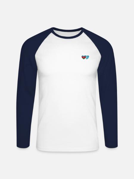 Azerbaigian uiguri Turkestan orientale bandiera cuore - Maglia da baseball a manica lunga da uomo - bianco/navy