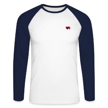 Albanie Algérie Drapeau Coeur - T-shirt baseball manches longues Homme - blanc/marine - Devant - Nik (191cm)