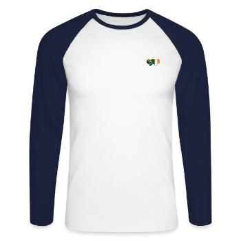 Südafrika Irland Flagge Herz - Unisex Baseballshirt langarm - Weiß/Navy - Vorne - Nik (191cm)