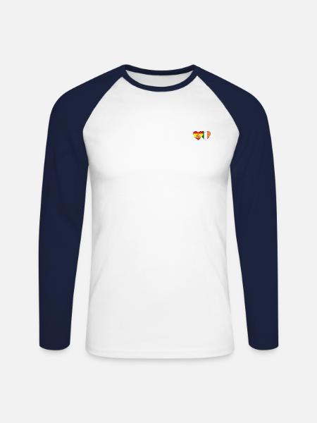 Spain Ireland Flag Heart - Unisex Long Sleeve Baseball T-Shirt - white/navy