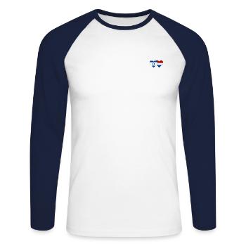 Israel Holland Flag Heart - Unisex Long Sleeve Baseball T-Shirt - white/navy - Front - Nik (191cm)
