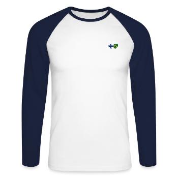 Finlande Brésil Flag Heart - T-shirt baseball manches longues Homme - blanc/marine - Devant - Nik (191cm)
