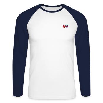 Monténégro Angleterre Drapeau - T-shirt baseball manches longues Homme - blanc/marine - Devant - Nik (191cm)