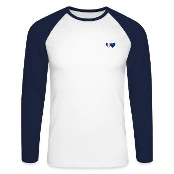 Frankreich Neuseeland Flagge Herz - Unisex Baseballshirt langarm - Weiß/Navy - Vorne - Nik (191cm)