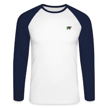 Pakistan Jordan Flag Heart - Unisex Long Sleeve Baseball T-Shirt - white/navy - Front - Nik (191cm)