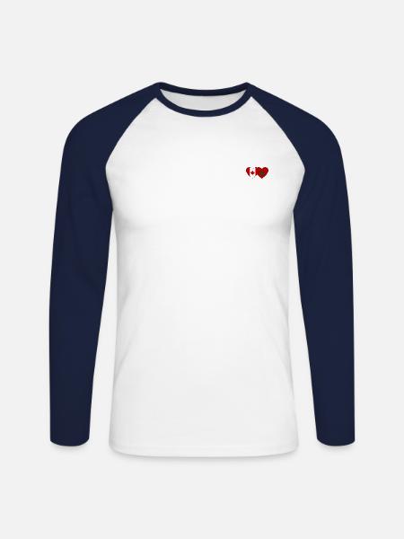 Canada Morocco Flag Heart - Unisex Long Sleeve Baseball T-Shirt - white/navy