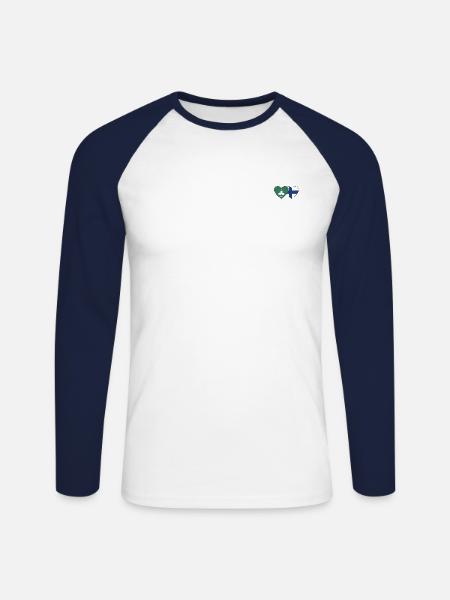 Macau Finland Flag Heart - Unisex Long Sleeve Baseball T-Shirt - white/navy