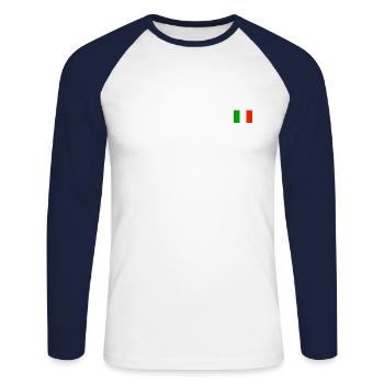 DRAPEAU ITALIEN - T-shirt baseball manches longues Homme - blanc/marine - Devant - Nik (191cm)