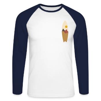 Surf - T-shirt baseball manches longues Homme - blanc/marine - Devant - Nik (191cm)