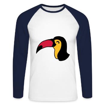Toucan Toucan Tucan Oiseau - T-shirt baseball manches longues Homme - blanc/marine - Devant - Nik (191cm)