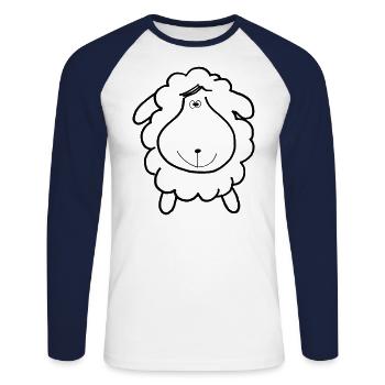 Schaf Geschenkidee - Unisex Baseballshirt langarm - Weiß/Navy - Vorne - Nik (191cm)