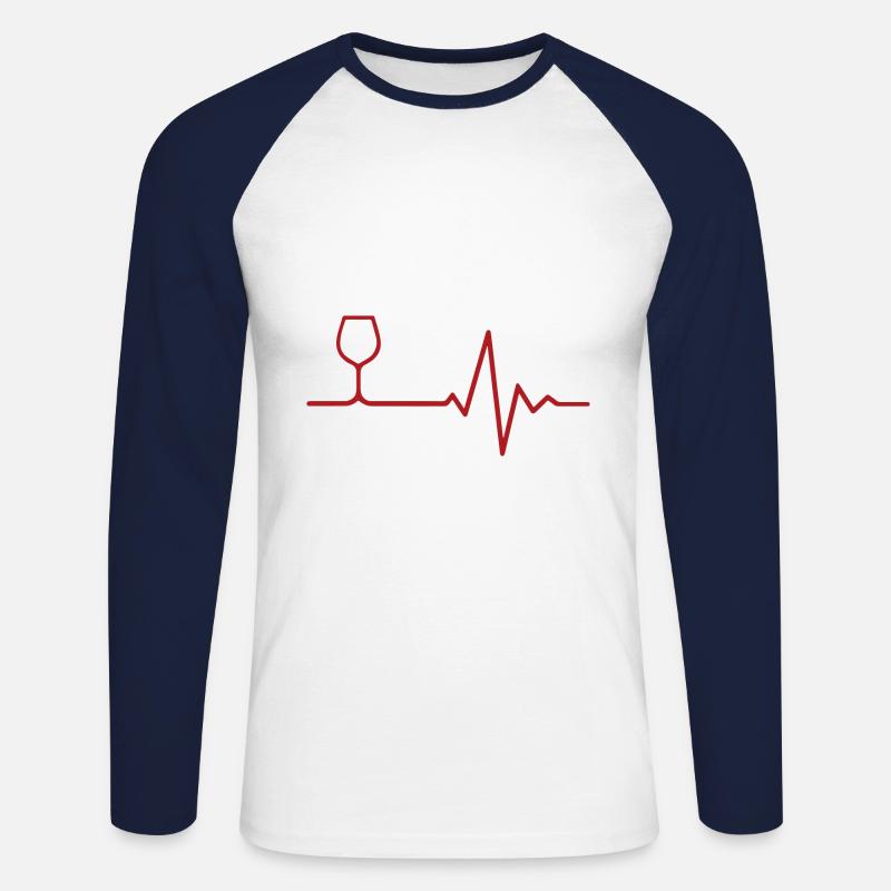 Wein - Unisex Baseballshirt langarm - Weiß/Navy