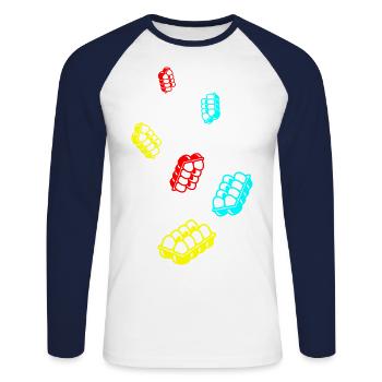 Eier symbol - Unisex Baseballshirt langarm - Weiß/Navy - Vorne - Nik (191cm)