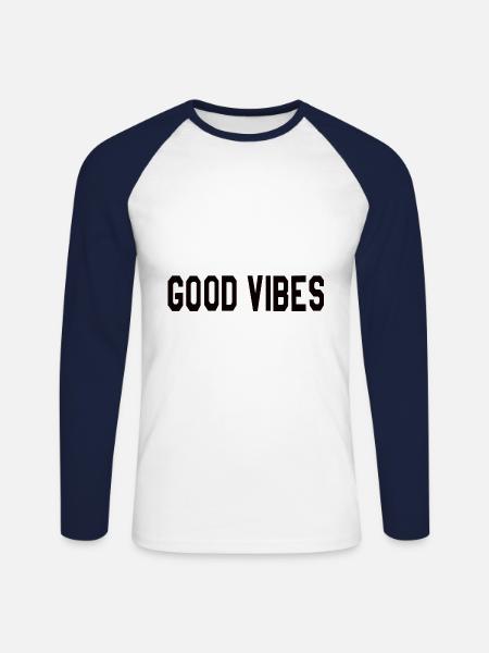 Good vibes - Unisex Long Sleeve Baseball T-Shirt - white/navy