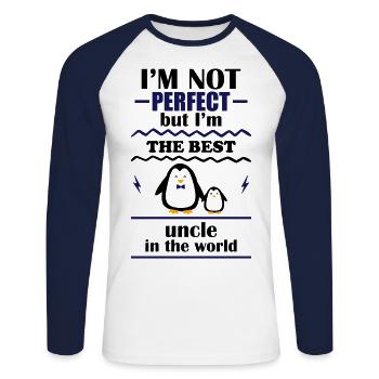 Ich bin nicht perfekt, aber der beste Onkel - Unisex Baseballshirt langarm - Weiß/Navy - Vorne - Nik (191cm)
