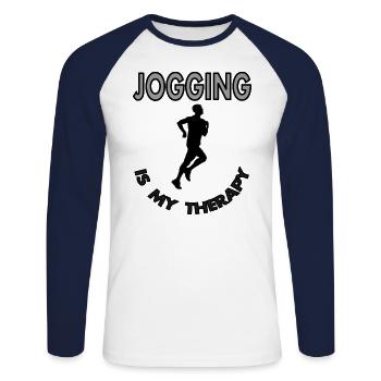 Jogging Running Training Sports Fitness Gift Idea - Unisex Long Sleeve Baseball T-Shirt - white/navy - Front - Nik (191cm)