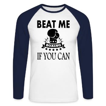 Match de boxe Knock-out Boxing Fans Boxer Idée cadeau - T-shirt baseball manches longues Homme - blanc/marine - Devant - Nik (191cm)