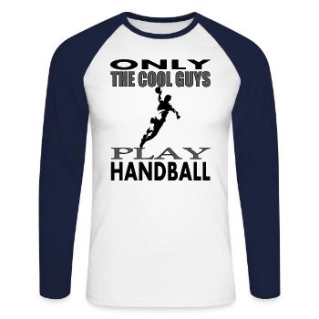 Handballspieler Spruch Handballspielen Geschenk - Unisex Baseballshirt langarm - Weiß/Navy - Vorne - Nik (191cm)