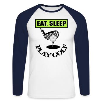 Play Golf Golfer Golf Course Gift Idea - Unisex Long Sleeve Baseball T-Shirt - white/navy - Front - Nik (191cm)