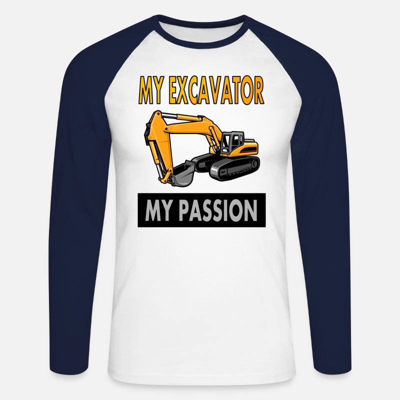 Baggerfahrer Spruch Bagger fahren Geschenkidee - Unisex Baseballshirt langarm - Weiß/Navy