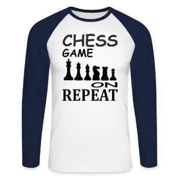 Play Chess Checkmate Board Game Gift Idea - Unisex Long Sleeve Baseball T-Shirt - white/navy - Front - Nik (191cm)