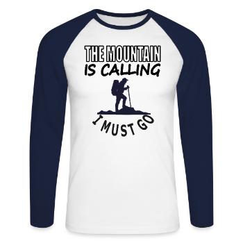 mountaineering, mountaineering, climbing, mountaineering, mountaineering - Unisex Long Sleeve Baseball T-Shirt - white/navy - Front - Nik (191cm)
