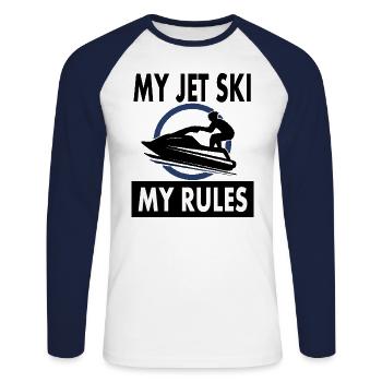 My Jet Ski My Rules Water Sports Gift Idea - Unisex Long Sleeve Baseball T-Shirt - white/navy - Front - Nik (191cm)