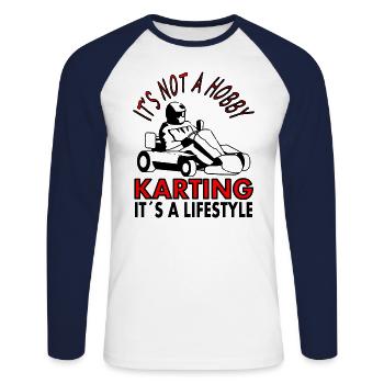 Karting Karting Kart Conduite Kart Pilote Voiture Idée Cadeau - T-shirt baseball manches longues Homme - blanc/marine - Devant - Nik (191cm)