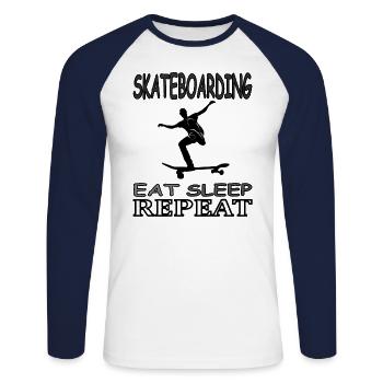 Skateboard fahren Skater Skateboarder Geschenkidee - Unisex Baseballshirt langarm - Weiß/Navy - Vorne - Nik (191cm)