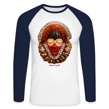 African mask, warrior - Unisex Long Sleeve Baseball T-Shirt - white/navy - Front - Nik (191cm)