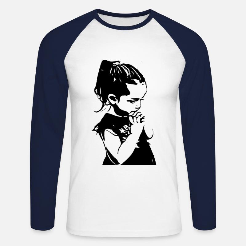 Mädchen - Unisex Baseballshirt langarm - Weiß/Navy