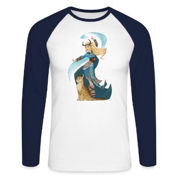 Sorceress Witch North Vikings Magic with Animal - Unisex Long Sleeve Baseball T-Shirt - white/navy - Front - Nik (191cm)