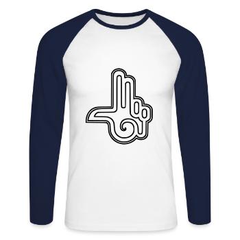 Spiral Tribe Tekno Système sonore collectif Psychede - T-shirt baseball manches longues Homme - blanc/marine - Devant - Nik (191cm)