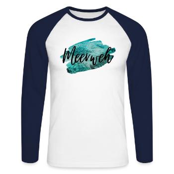 Meerweh - Unisex Baseballshirt langarm - Weiß/Navy - Vorne - Nik (191cm)