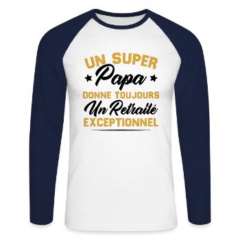 Super papa donne toujours un retraité exceptionnel - T-shirt baseball manches longues Homme - blanc/marine - Devant - Nik (191cm)