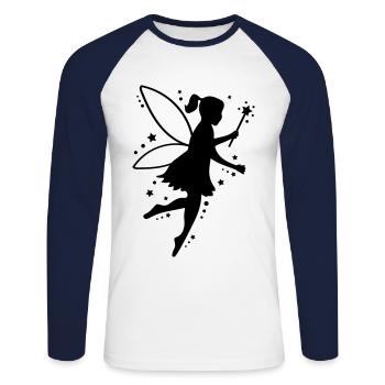 fairy elf silhouette - Unisex Long Sleeve Baseball T-Shirt - white/navy - Front - Nik (191cm)