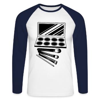Pinceau Brushes Symbole Maquillage - T-shirt baseball manches longues Homme - blanc/marine - Devant - Nik (191cm)