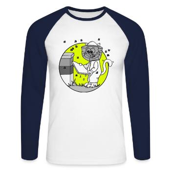 Beruf Imker Retro - Unisex Baseballshirt langarm - Weiß/Navy - Vorne - Nik (191cm)