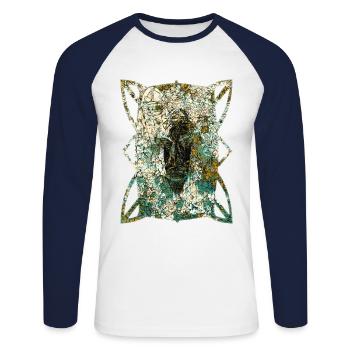 African Masks (2) - Unisex Long Sleeve Baseball T-Shirt - white/navy - Front - Nik (191cm)