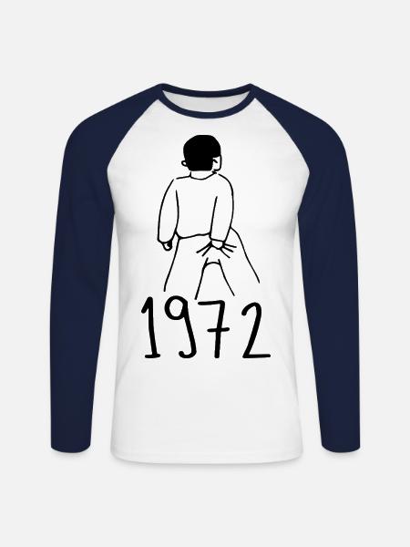1972 Birthday 1972 - Unisex Long Sleeve Baseball T-Shirt - white/navy