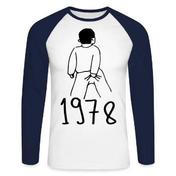 1978 Geburtstag 1978 - Unisex Baseballshirt langarm - Weiß/Navy - Vorne - Nik (191cm)
