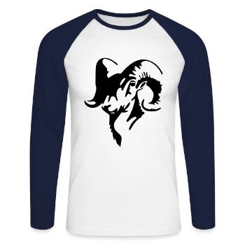 Gjeitebukk - Unisex Baseballshirt langarm - Weiß/Navy - Vorne - Nik (191cm)